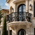 Custom Luxury Wrought Iron Curved Balcony Railing for French Style Villas