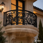 Custom Luxury Wrought Iron Curved Balcony Railing for French Style Villas