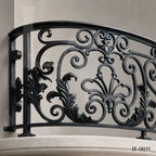Custom Luxury Wrought Iron Curved Balcony Railing for French Style Villas