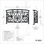 Custom Luxury Wrought Iron Curved Balcony Railing for French Style Villas