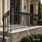 Custom Wrought Iron Porch Railing with Decorative Scroll Design