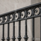Custom Wrought Iron Porch Railing with Decorative Scroll Design