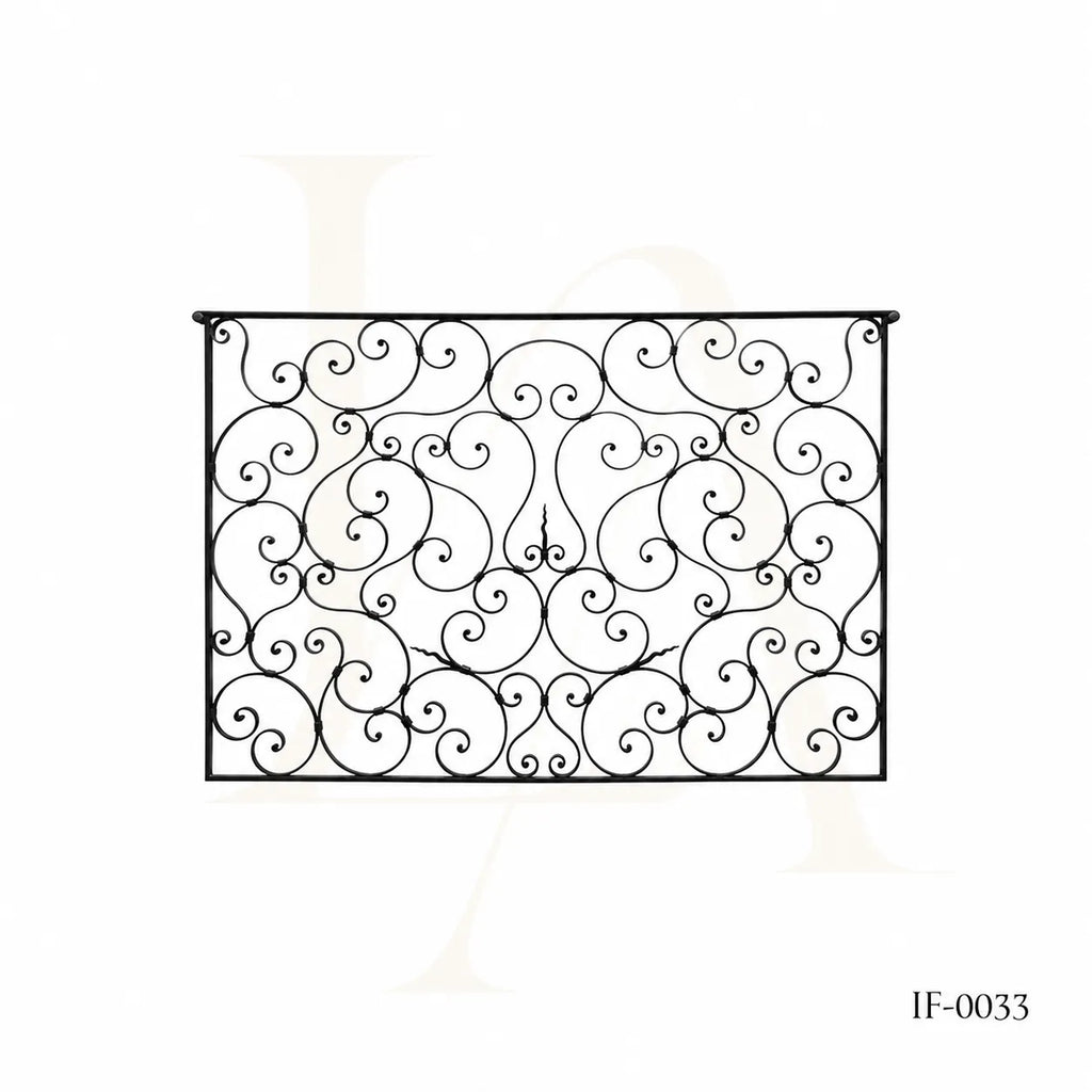Custom French Style Wrought Iron Balcony Panel with Ornamental Scrollwork