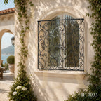 Custom French Style Wrought Iron Balcony Panel with Ornamental Scrollwork
