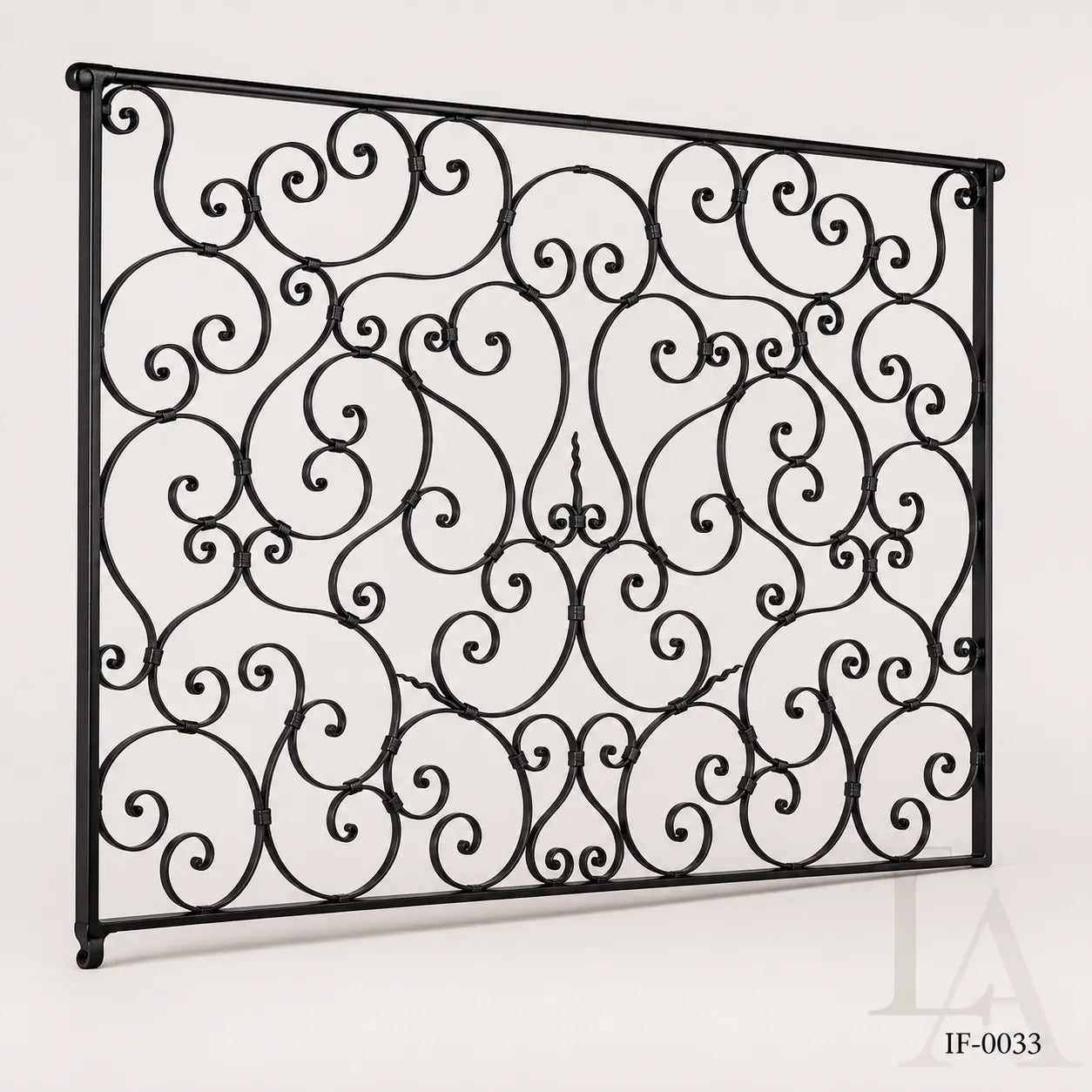 Custom French Style Wrought Iron Balcony Panel with Ornamental Scrollwork