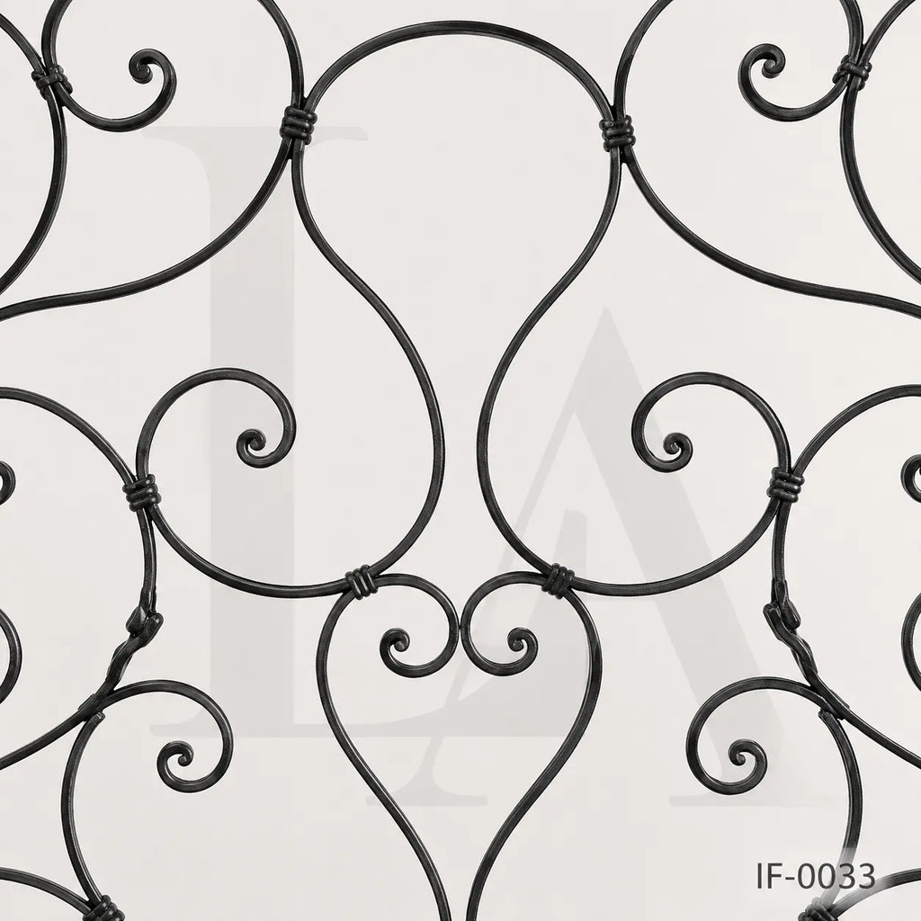 Custom French Style Wrought Iron Balcony Panel with Ornamental Scrollwork