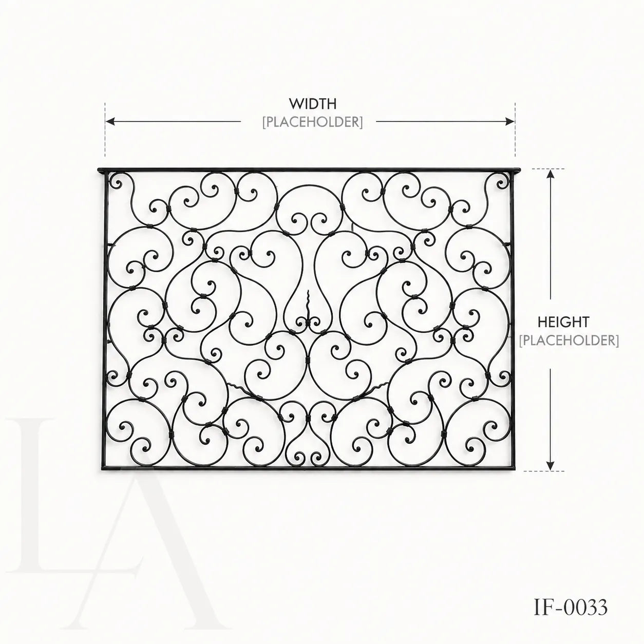 Custom French Style Wrought Iron Balcony Panel with Ornamental Scrollwork