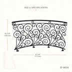 Custom Curved Wrought Iron Balcony Railing with Classical Scrollwork