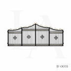 Custom Luxury Wrought Iron Estate Driveway Gate with Decorative Crest Design