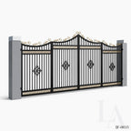 Custom Luxury Wrought Iron Estate Driveway Gate with Decorative Crest Design