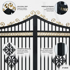 Custom Luxury Wrought Iron Estate Driveway Gate with Decorative Crest Design