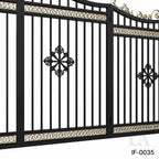 Custom Luxury Wrought Iron Estate Driveway Gate with Decorative Crest Design
