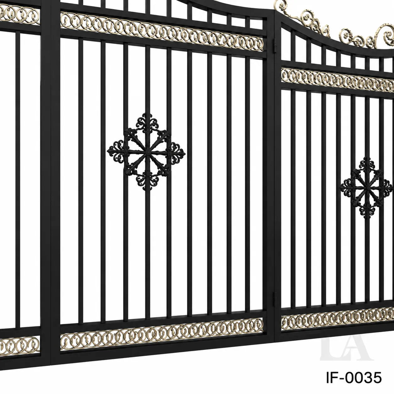 Custom Luxury Wrought Iron Estate Driveway Gate with Decorative Crest Design