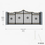 Custom Luxury Wrought Iron Estate Driveway Gate with Decorative Crest Design