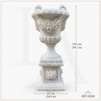 Classical White Marble Planter with Hand-Carved Rose Design