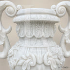 Luxury White Marble Garden Urn Planter with Hand-Carved Scroll Handles