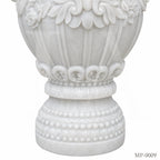 Luxury White Marble Garden Urn Planter with Hand-Carved Scroll Handles