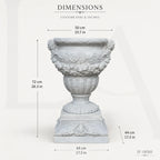 Classical White Marble Garden Urn Planter with Floral Garland Design