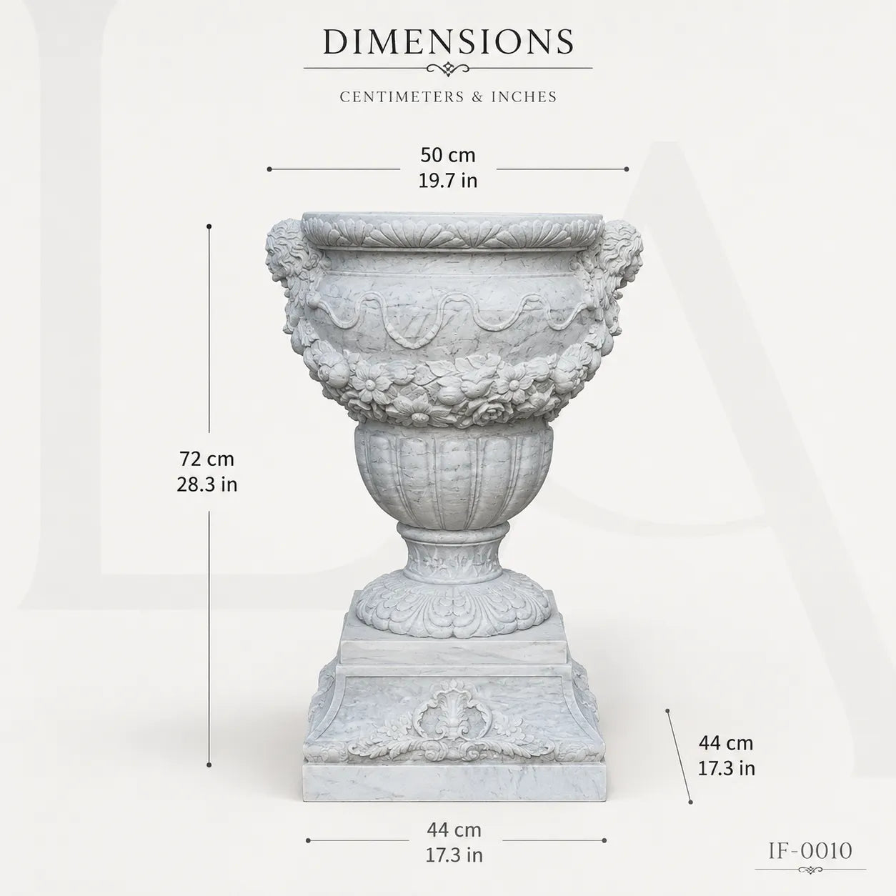 Classical White Marble Garden Urn Planter with Floral Garland Design