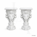 Hand-Carved White Marble Cherub Pedestal Planter Stand for Luxury Gardens