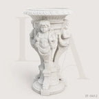 Hand-Carved White Marble Cherub Pedestal Planter Stand for Luxury Gardens