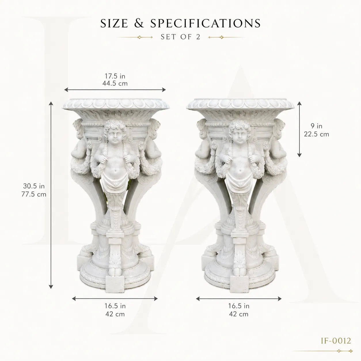 Hand-Carved White Marble Cherub Pedestal Planter Stand for Luxury Gardens