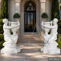 Hand-Carved White Marble Lady Figure Planter Urn – 130cm Garden Sculpture