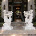 Hand-Carved White Marble Lady Figure Planter Urn – 130cm Garden Sculpture