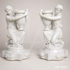 Hand-Carved White Marble Lady Figure Planter Urn – 130cm Garden Sculpture