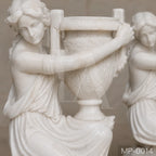 Hand-Carved White Marble Lady Figure Planter Urn – 130cm Garden Sculpture