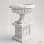 Classical White Marble Garden Urn Planter on Pedestal