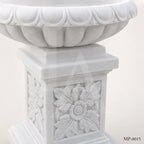 Classical White Marble Garden Urn Planter on Pedestal
