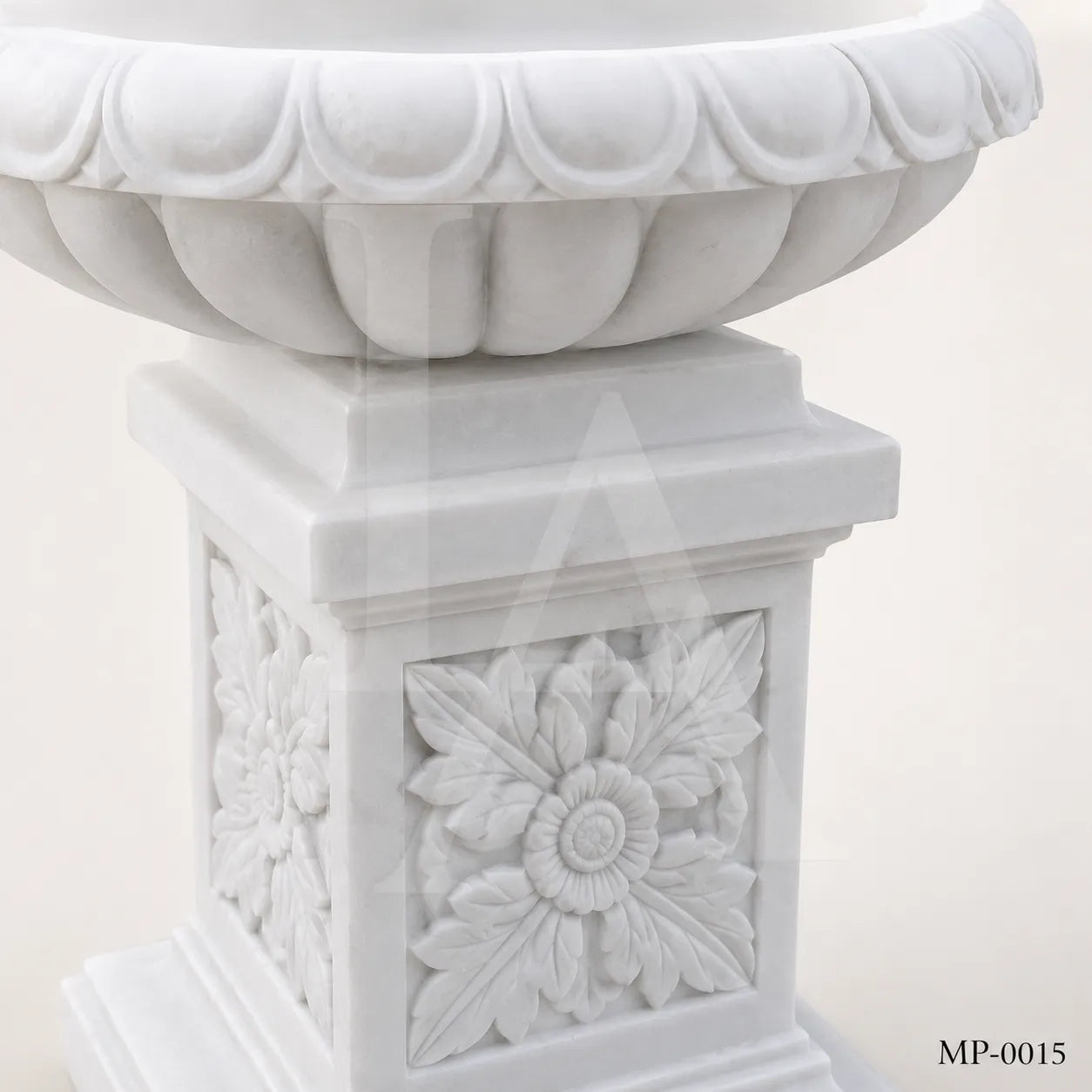 Classical White Marble Garden Urn Planter on Pedestal