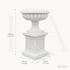 Classical White Marble Garden Urn Planter on Pedestal