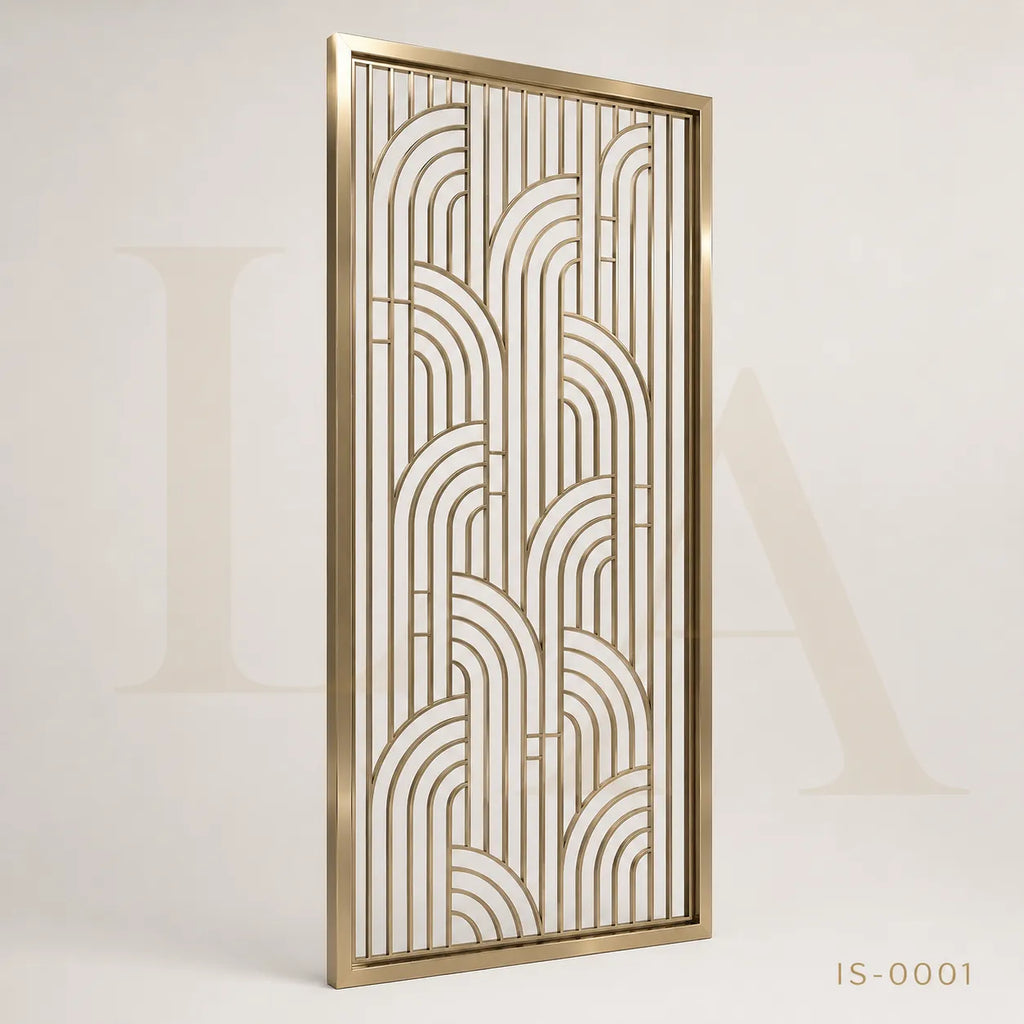 Luxury Champagne Gold Stainless Steel Decorative Screen Panel for Hotels & Villas