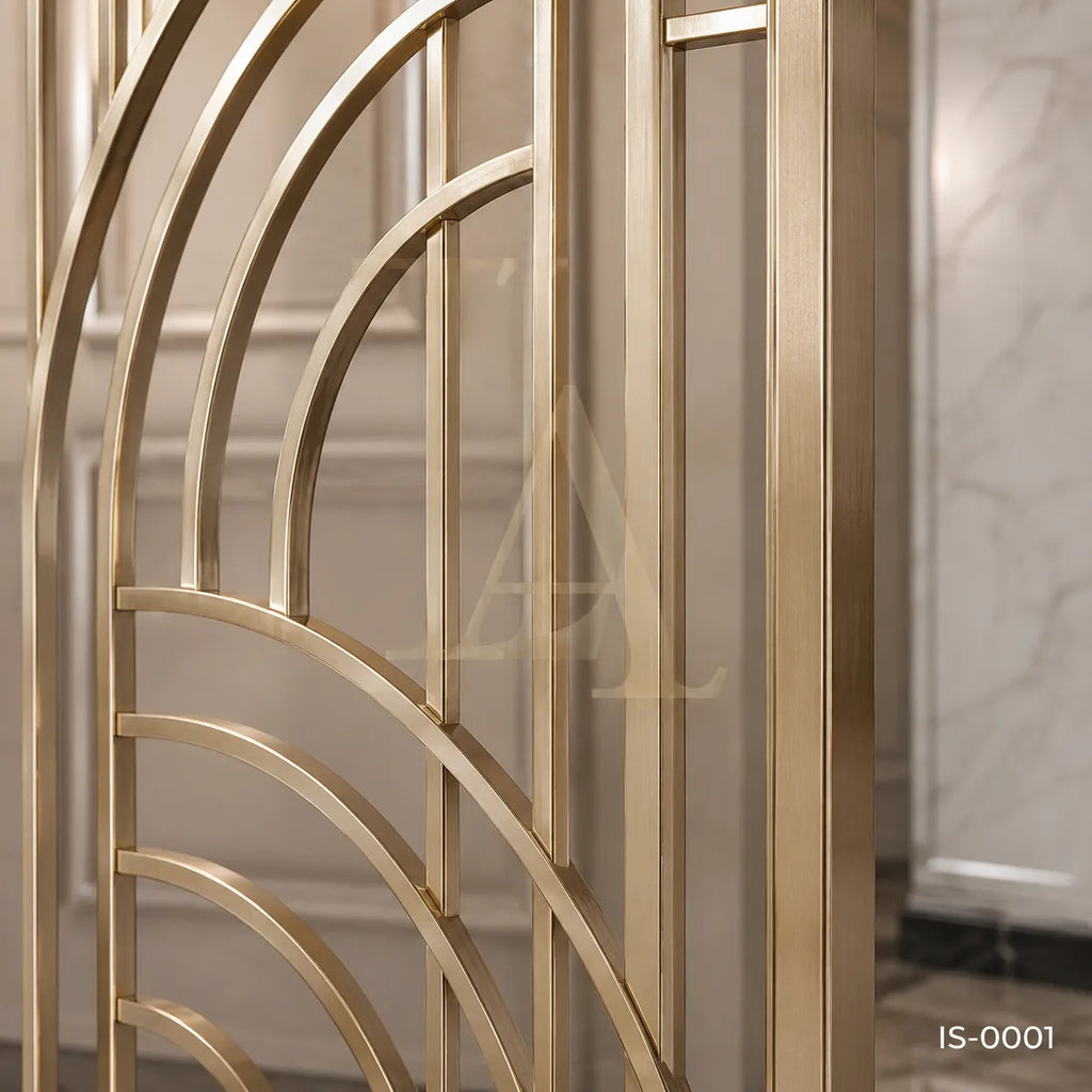 Luxury Champagne Gold Stainless Steel Decorative Screen Panel for Hotels & Villas