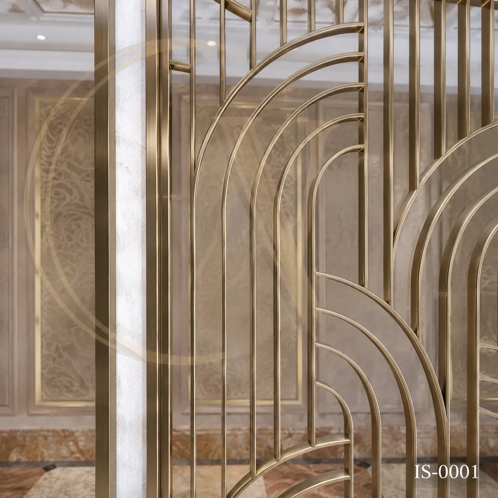 Luxury Champagne Gold Stainless Steel Decorative Screen Panel for Hotels & Villas