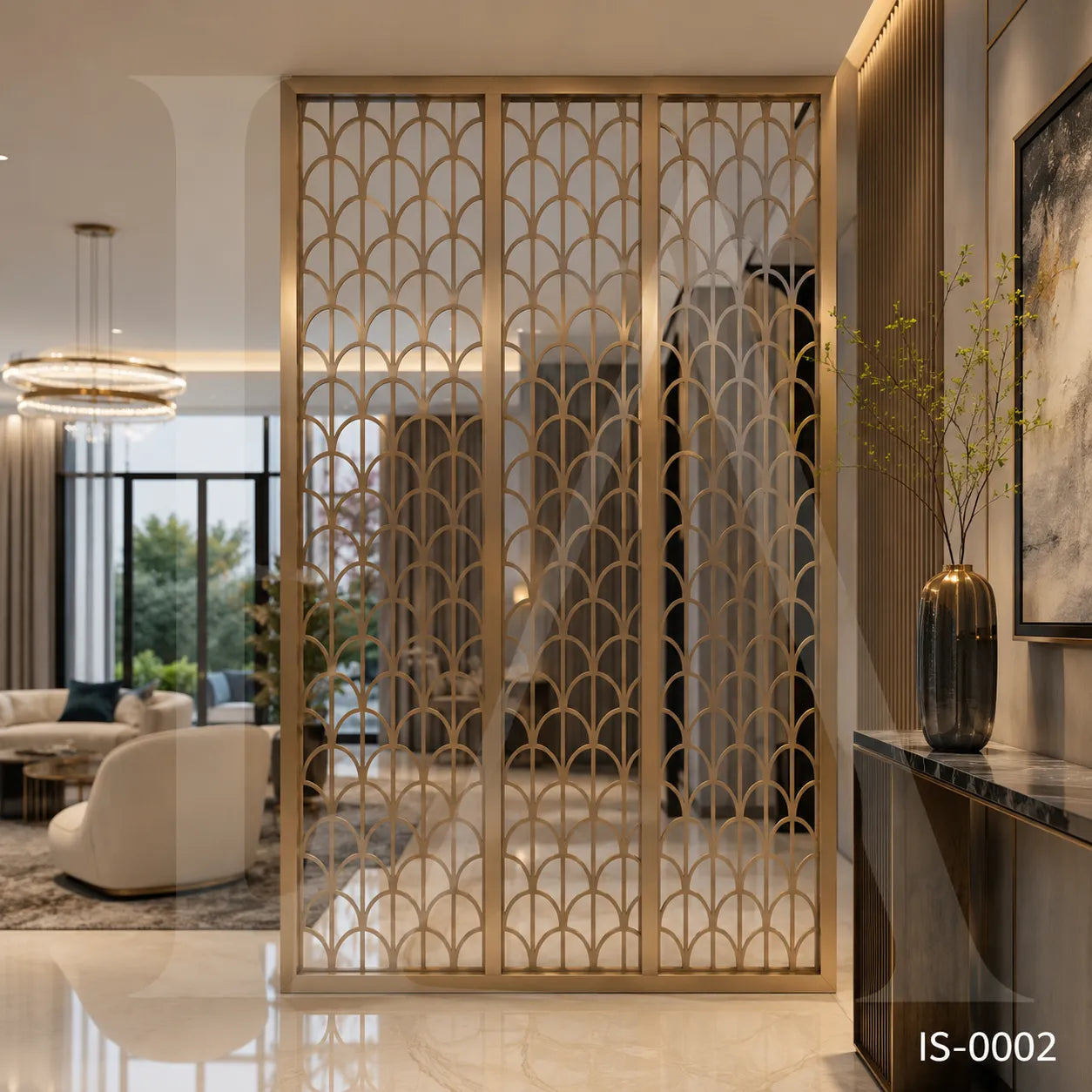 Rose Gold Stainless Steel Art Deco Decorative Screen Panel for Luxury Interiors