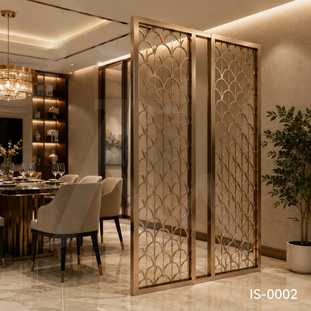 Rose Gold Stainless Steel Art Deco Decorative Screen Panel for Luxury Interiors