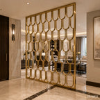 Luxury Champagne Gold Stainless Steel & Glass Decorative Screen Panel
