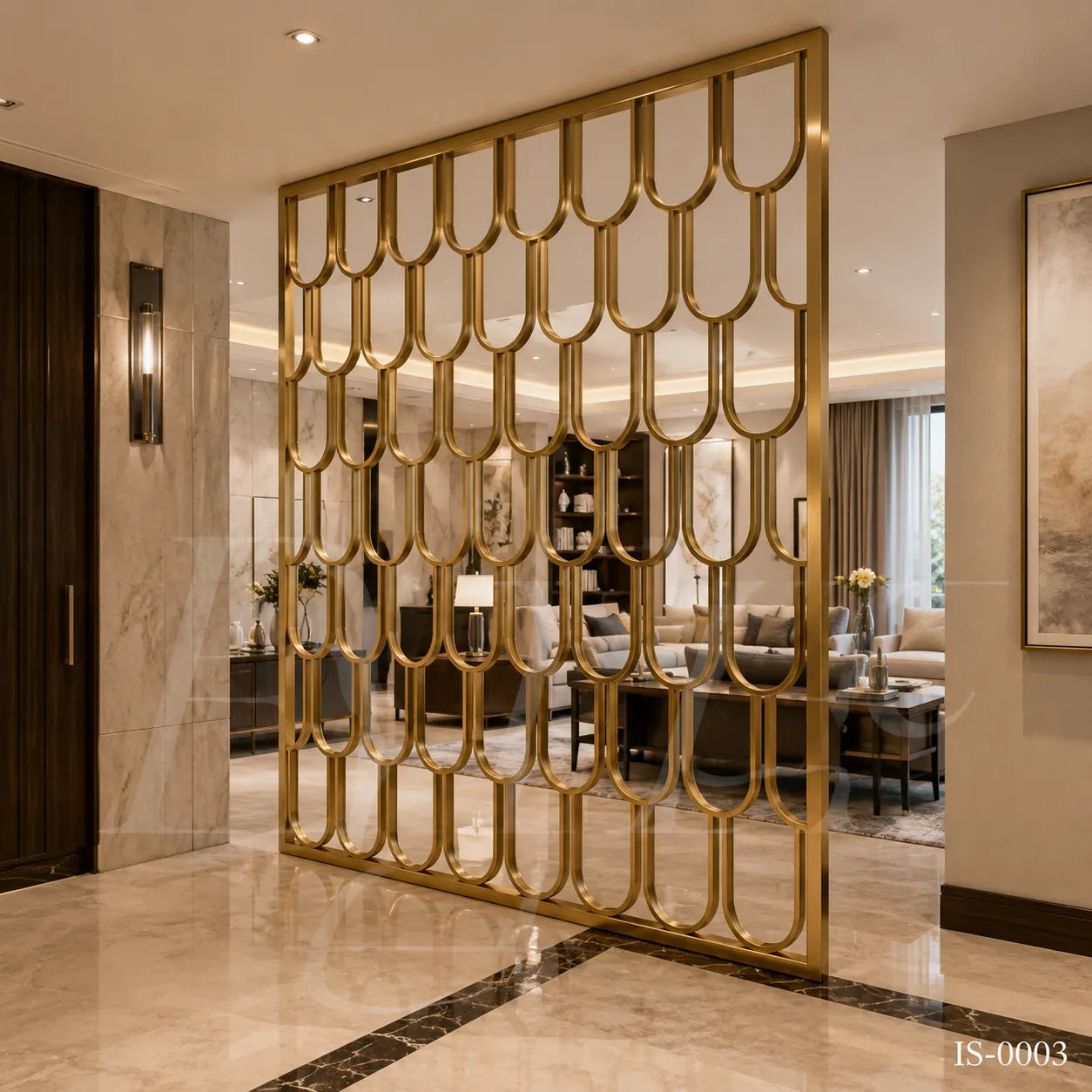 Luxury Champagne Gold Stainless Steel & Glass Decorative Screen Panel