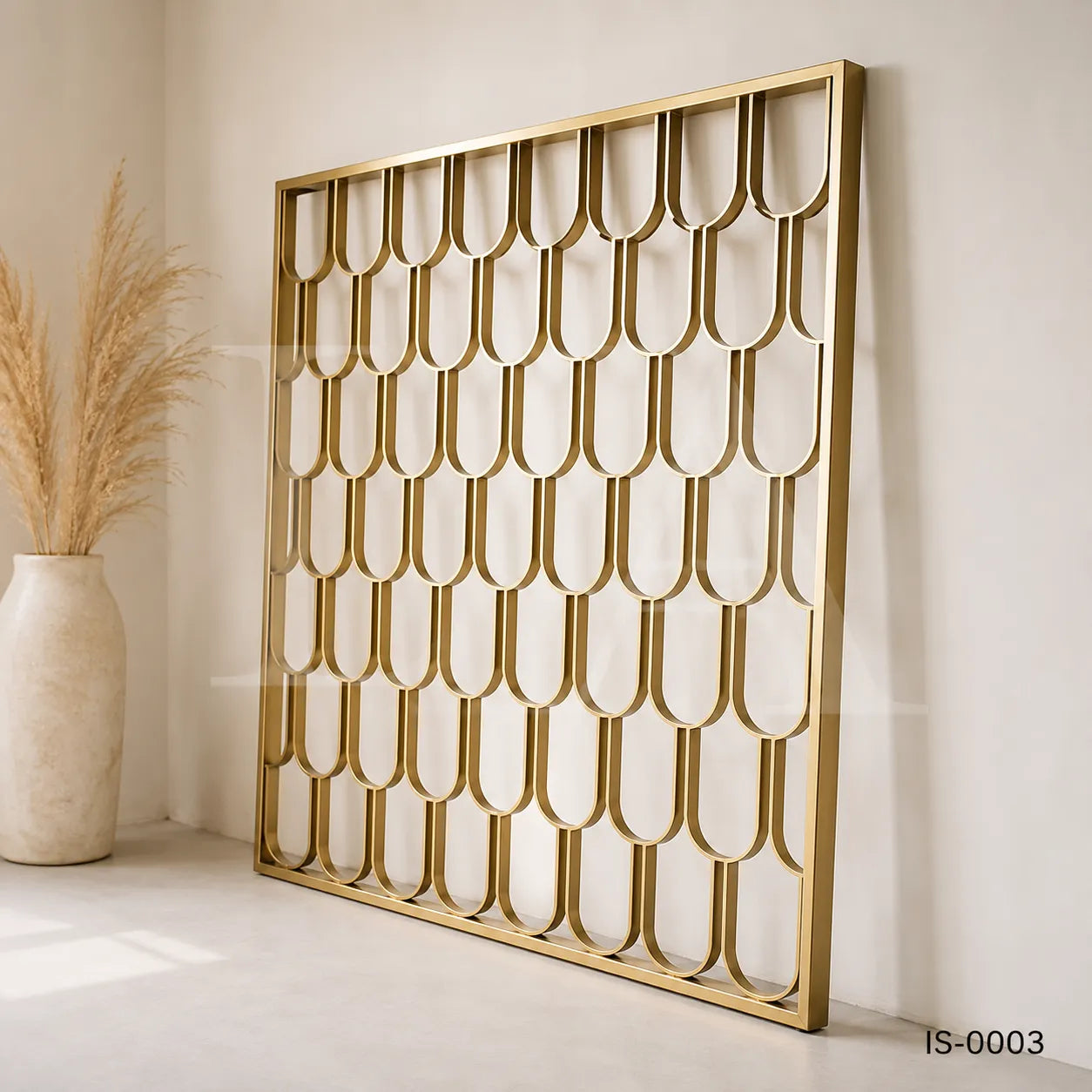 Luxury Champagne Gold Stainless Steel & Glass Decorative Screen Panel