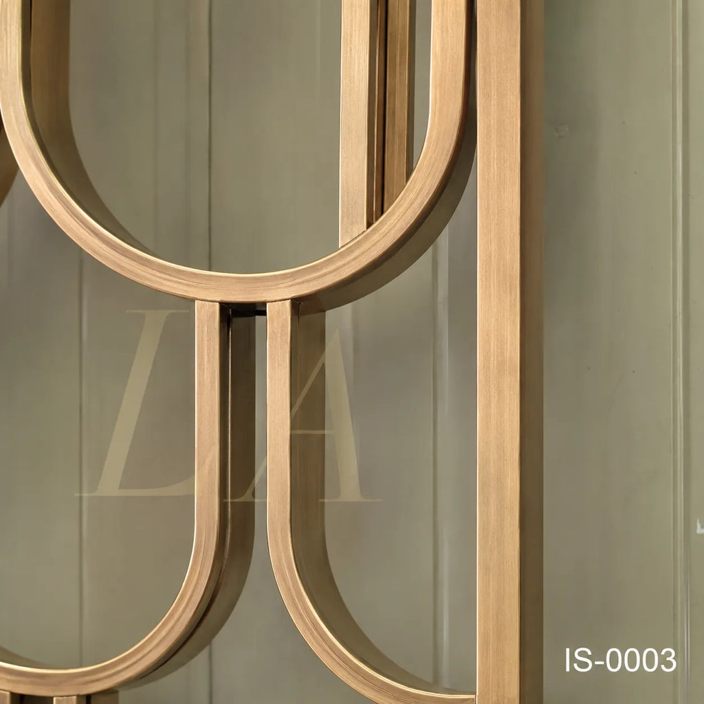 Luxury Champagne Gold Stainless Steel & Glass Decorative Screen Panel