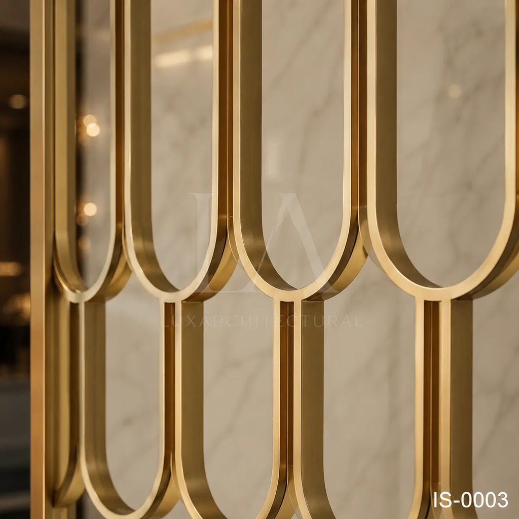 Luxury Champagne Gold Stainless Steel & Glass Decorative Screen Panel