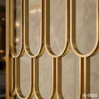 Luxury Champagne Gold Stainless Steel & Glass Decorative Screen Panel