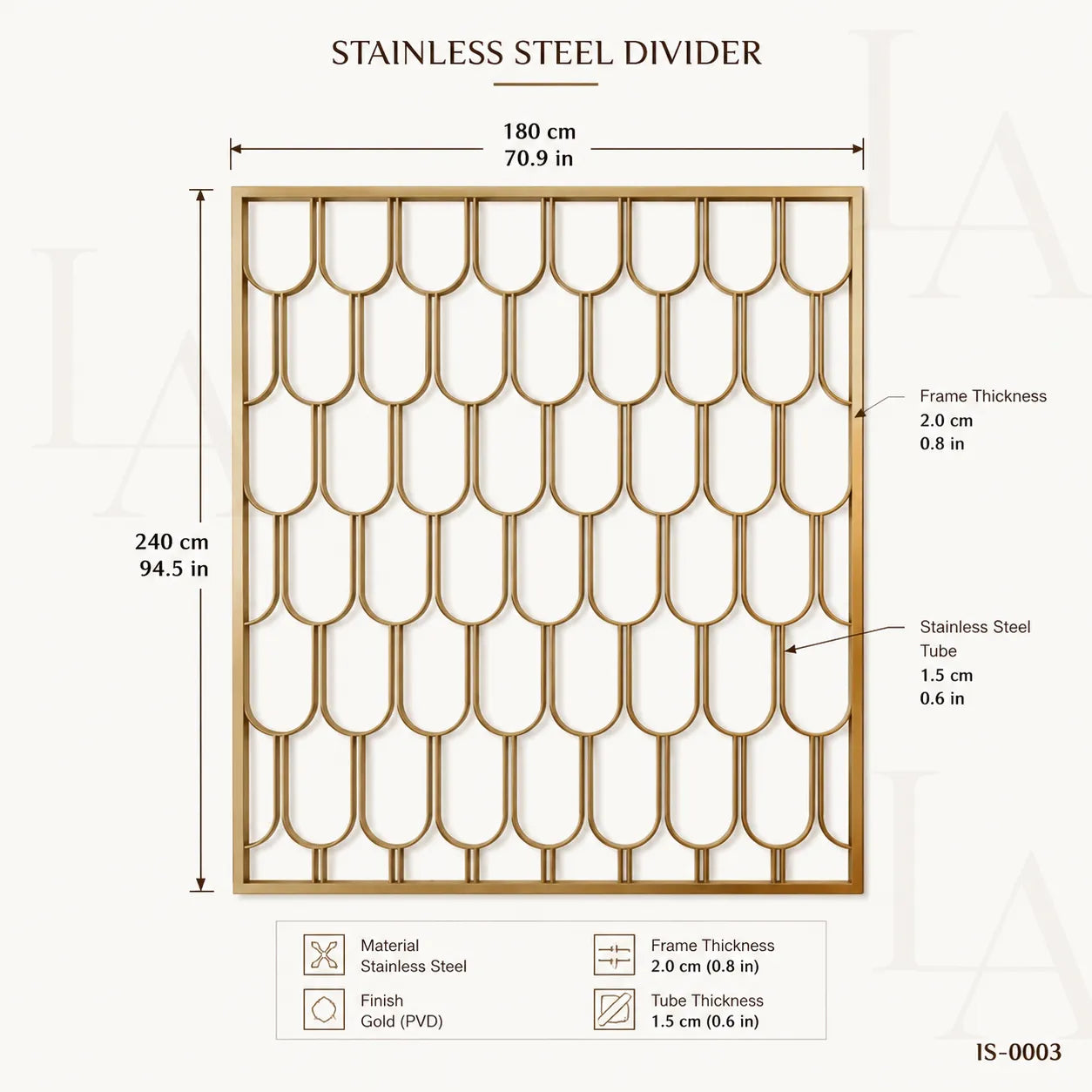 Luxury Champagne Gold Stainless Steel & Glass Decorative Screen Panel