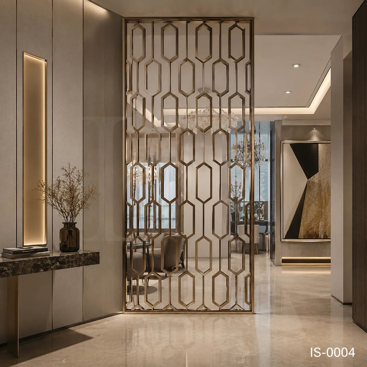 Luxury Bronze Color Stainless Steel Geometric Decorative Screen Panel