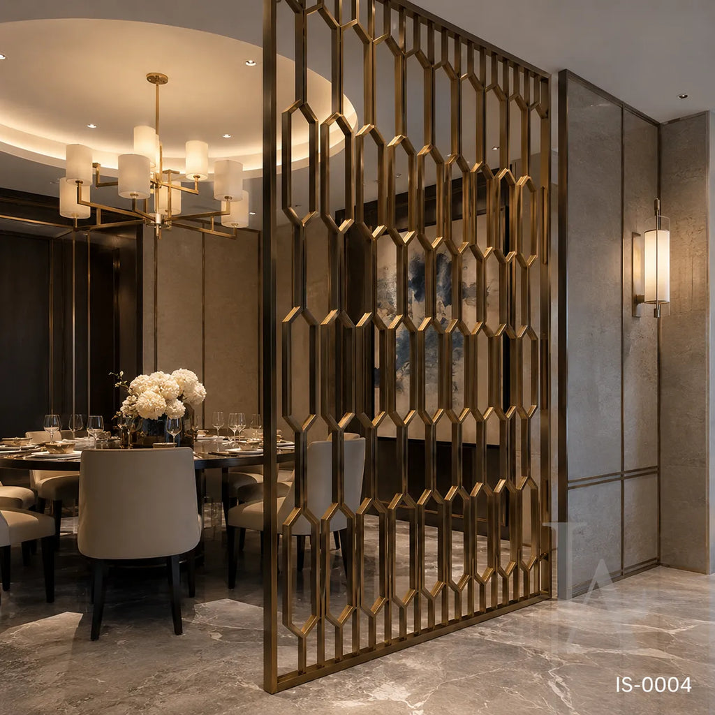Luxury Bronze Color Stainless Steel Geometric Decorative Screen Panel