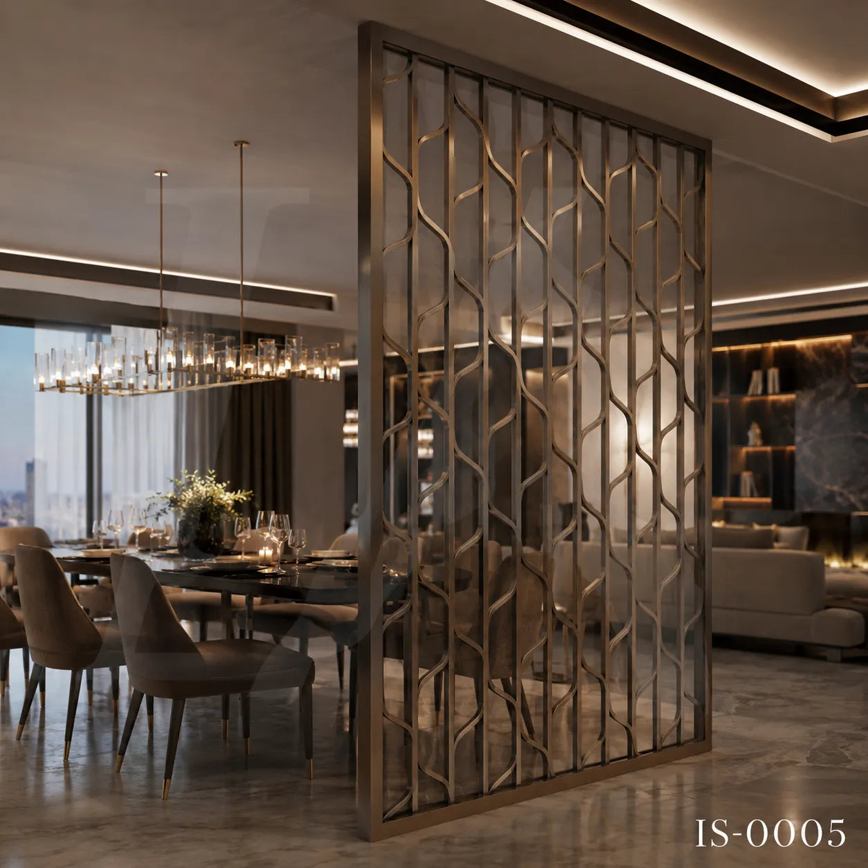 Stainless Steel Decorative Screen Panel with Wave Geometric Design