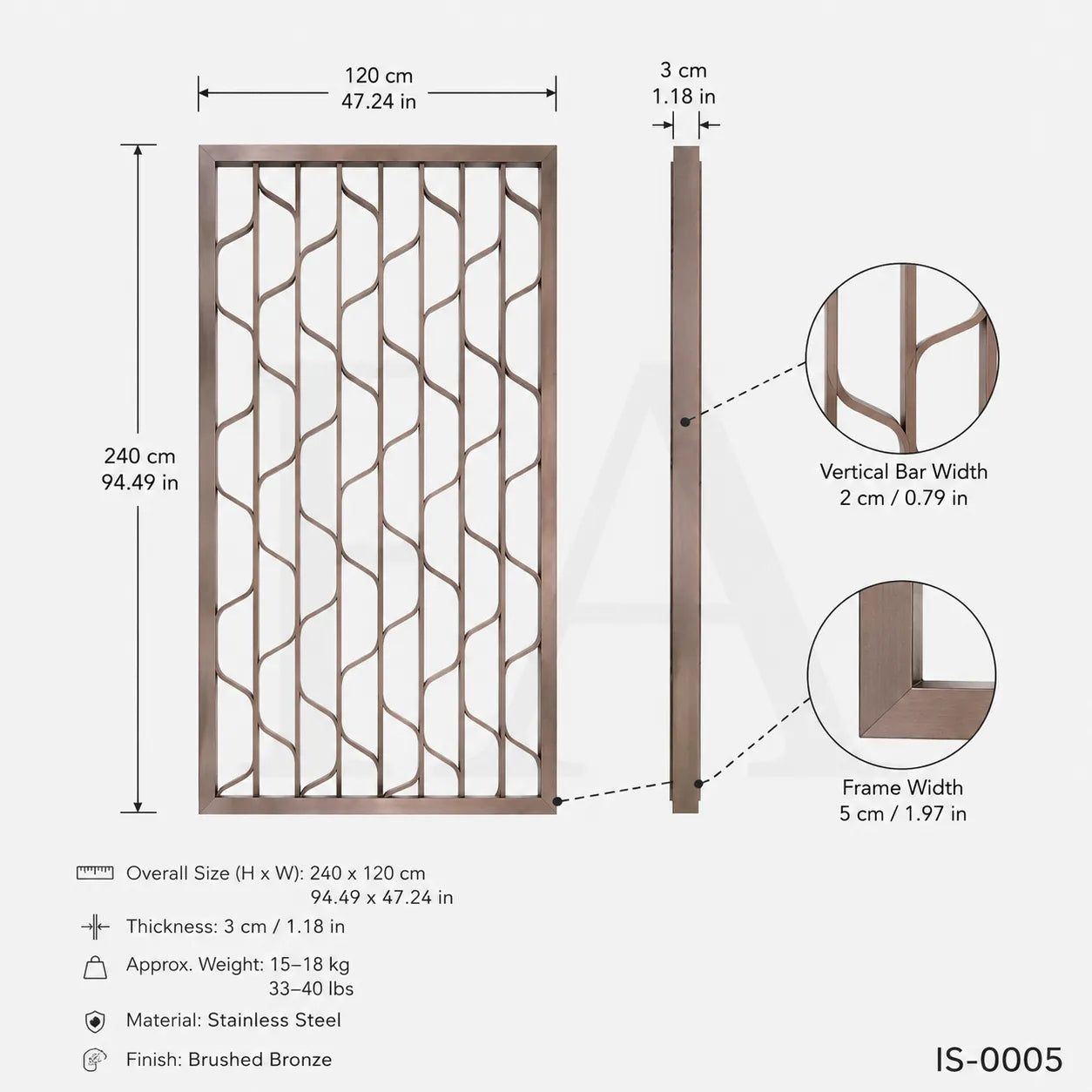 Stainless Steel Decorative Screen Panel with Wave Geometric Design
